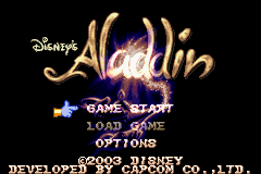 Aladdin title screen for GameBoy Advance